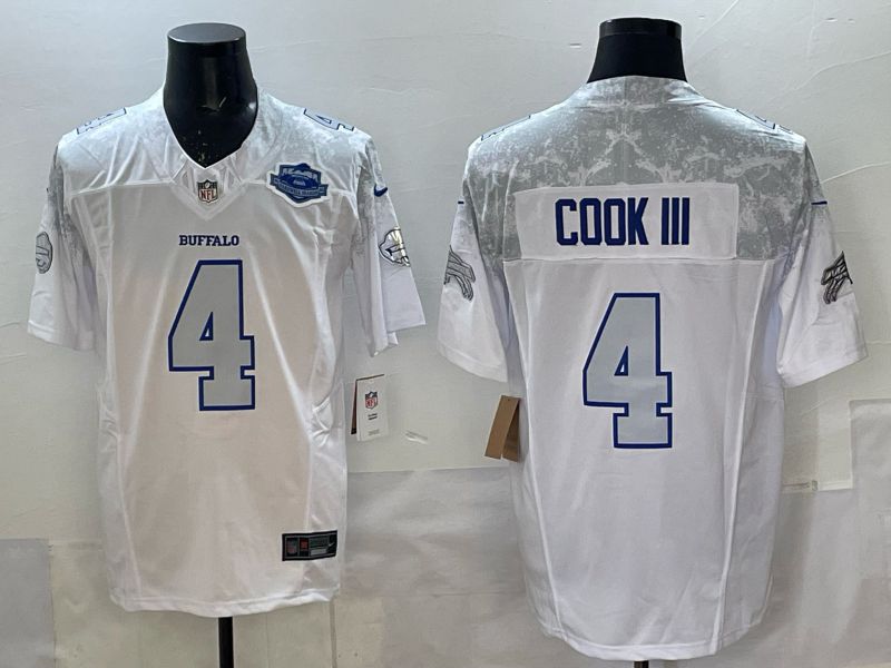 Men 2025 Buffalo Bills #4 Cook iii white 5th generation Throwback Nike Limited NFL Jersey style 08